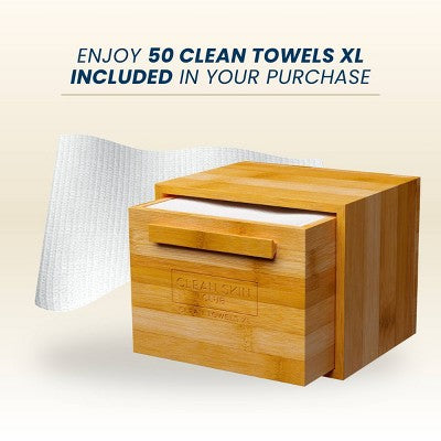 Clean Skin Club Clean Towels XL Original + Bamboo Container Drawer 50ct - Imperfect Box