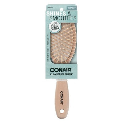 Conair Classic Wood Wooden Bristle Cushion Hair Brush - Imperfect Box