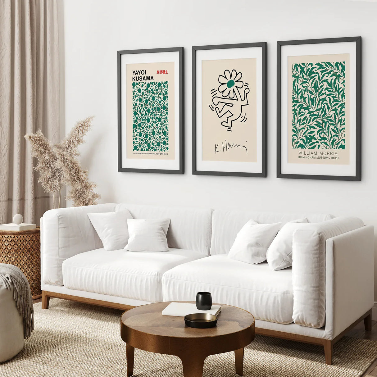 Exhibition Green Art Set of 3 Abstract Print