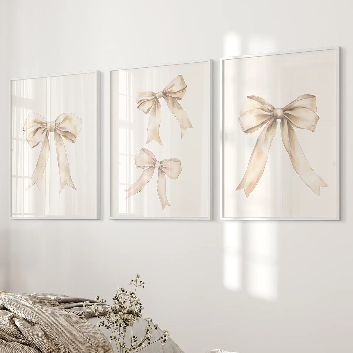 Trendy Aesthetic Bows Nursery Wall Art Set Poster
