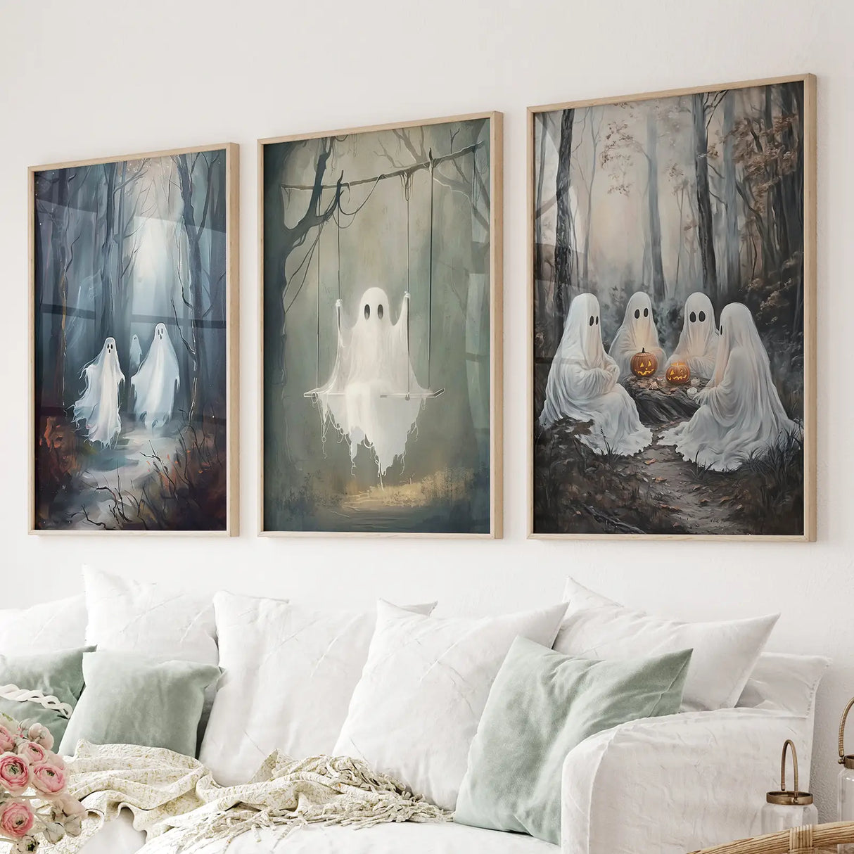 Dark Halloween Spooky Ghost Wall Art Prints Decor