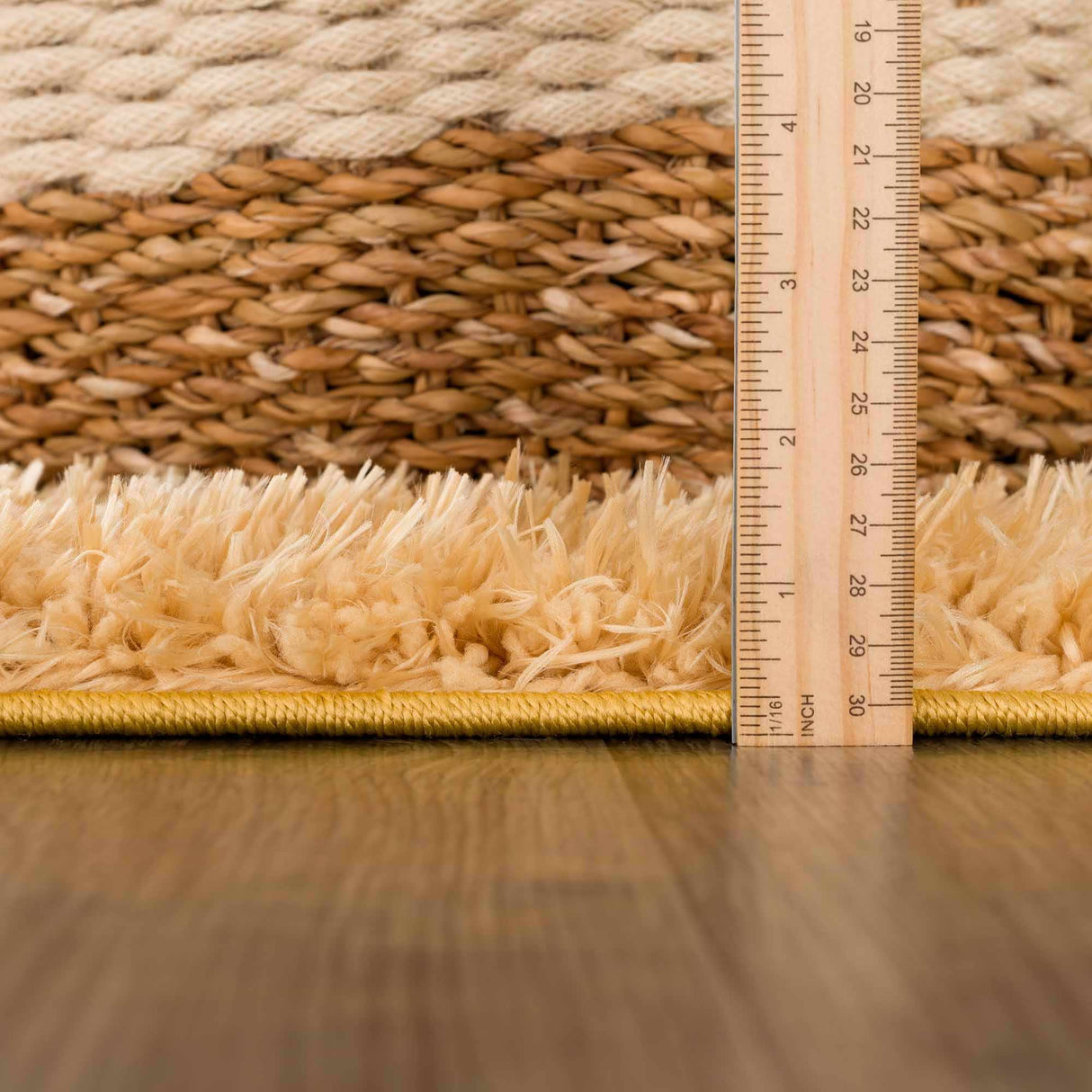 Faina Solid Gold Shag Washable Area Rug - Clearance