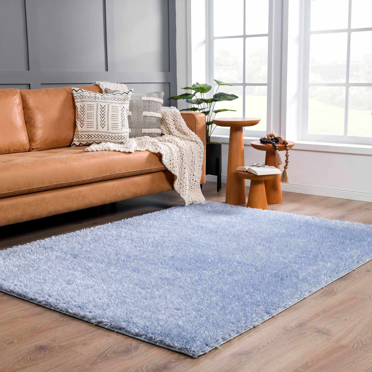Boutique Rugs Faina Solid Aqua Shag Washable Area Rug - view 3