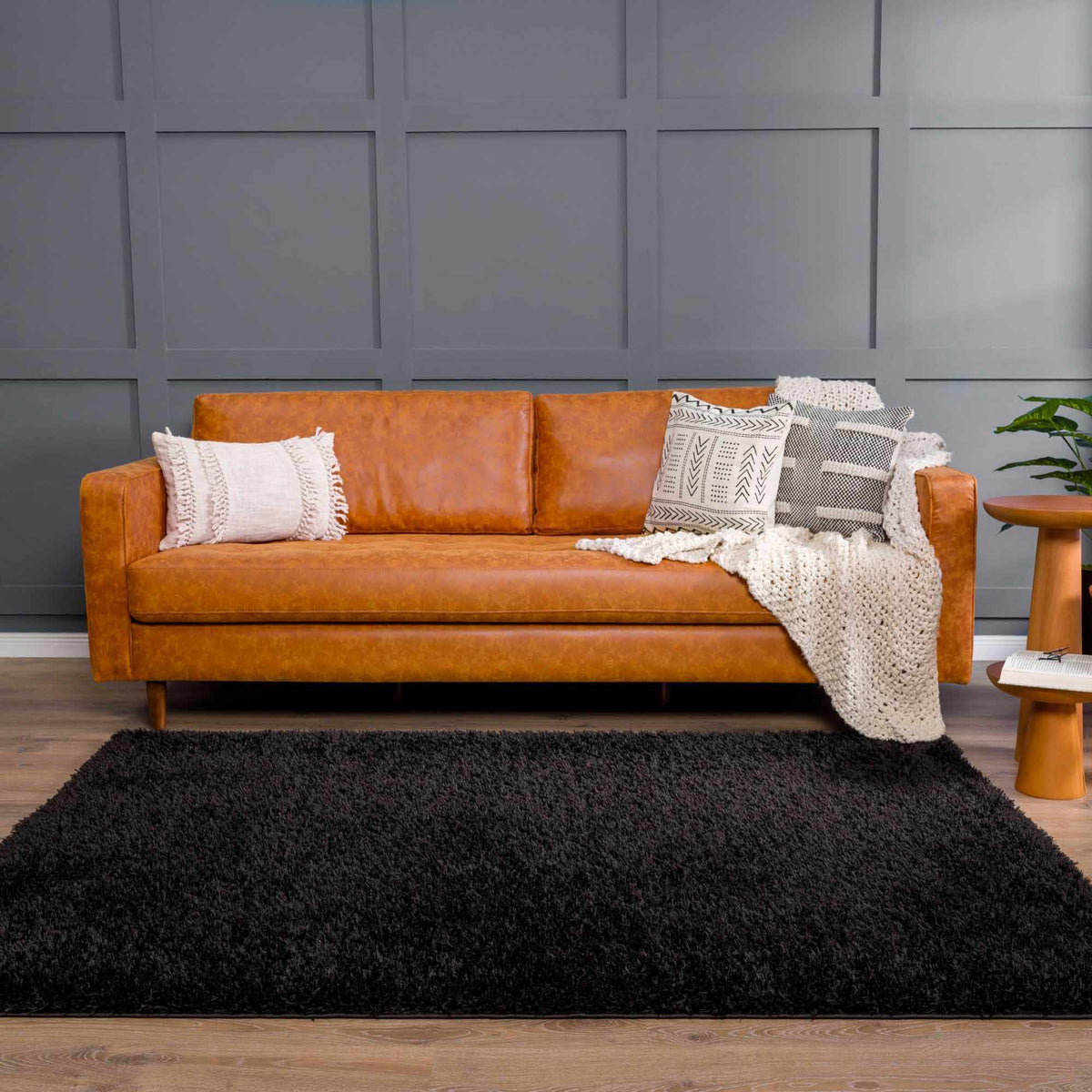 Boutique Rugs Faina Solid Black Shag Washable Area Rug - view 10