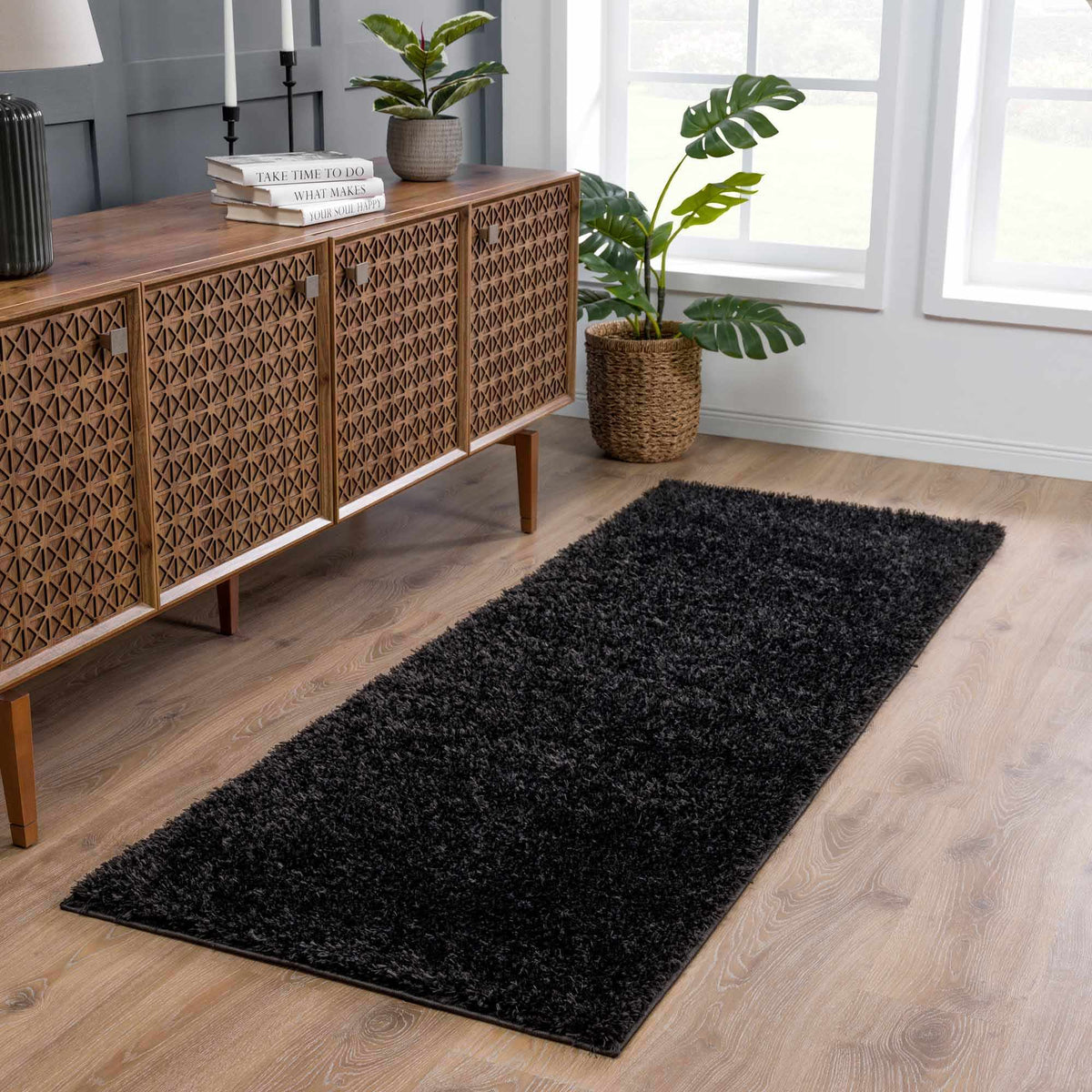 Boutique Rugs Faina Solid Black Shag Washable Area Rug - view 11