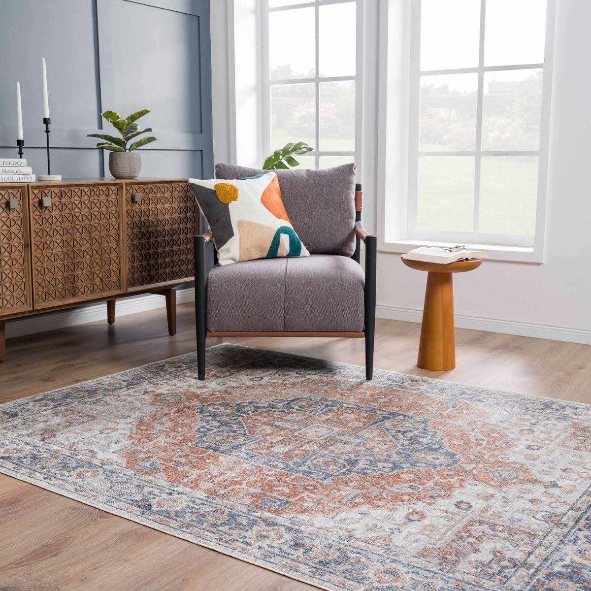 Boutique Rugs Akram Gray & Orange Washable Area Rug - view 12