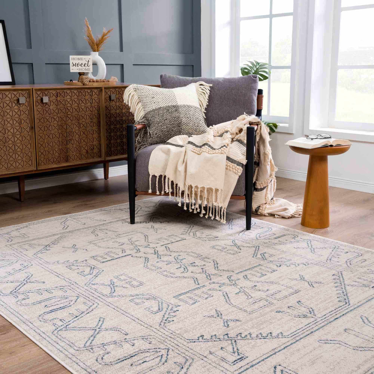 Boutique Rugs Divya Cream & Silver Blue Area Rug - view 3