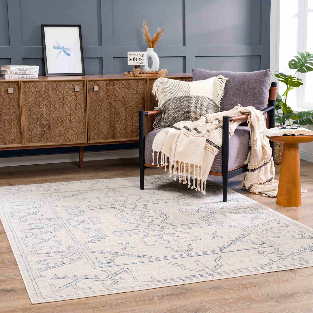 Boutique Rugs Divya Cream & Silver Blue Area Rug - view 5