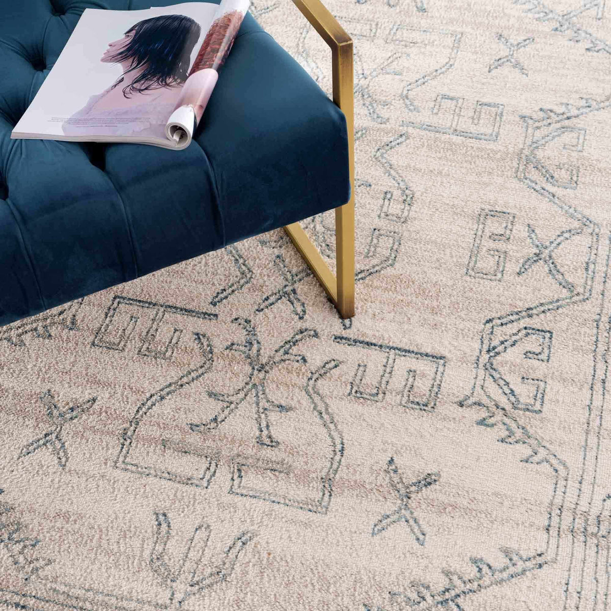 Boutique Rugs Divya Cream & Silver Blue Area Rug - view 7