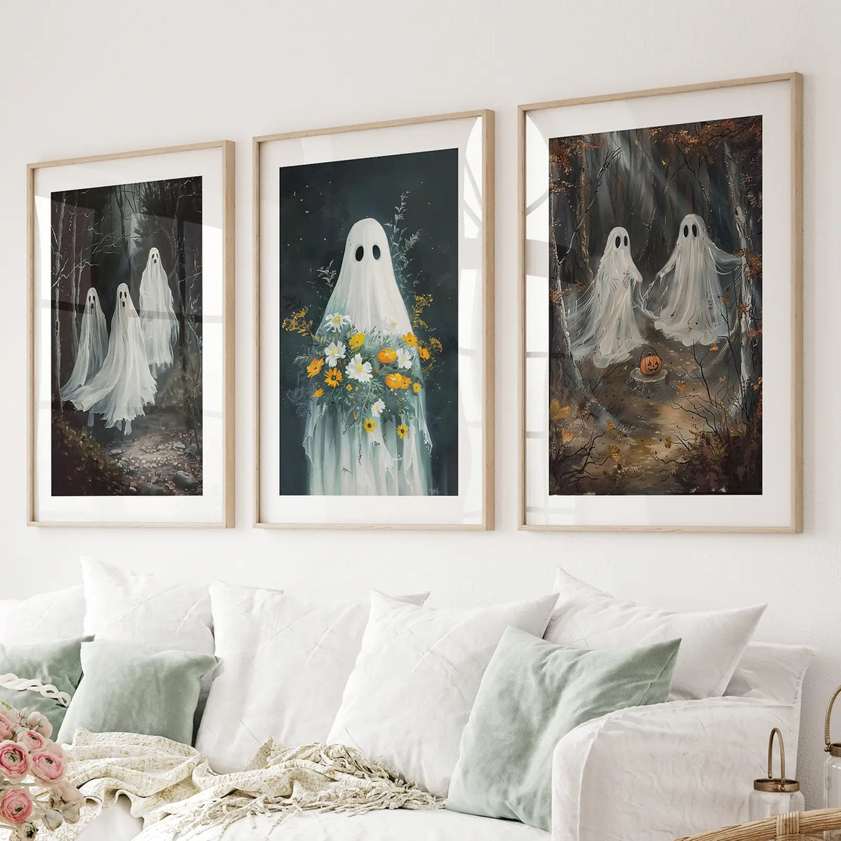 Halloween Ghosts in the Forest Wall Art Prints