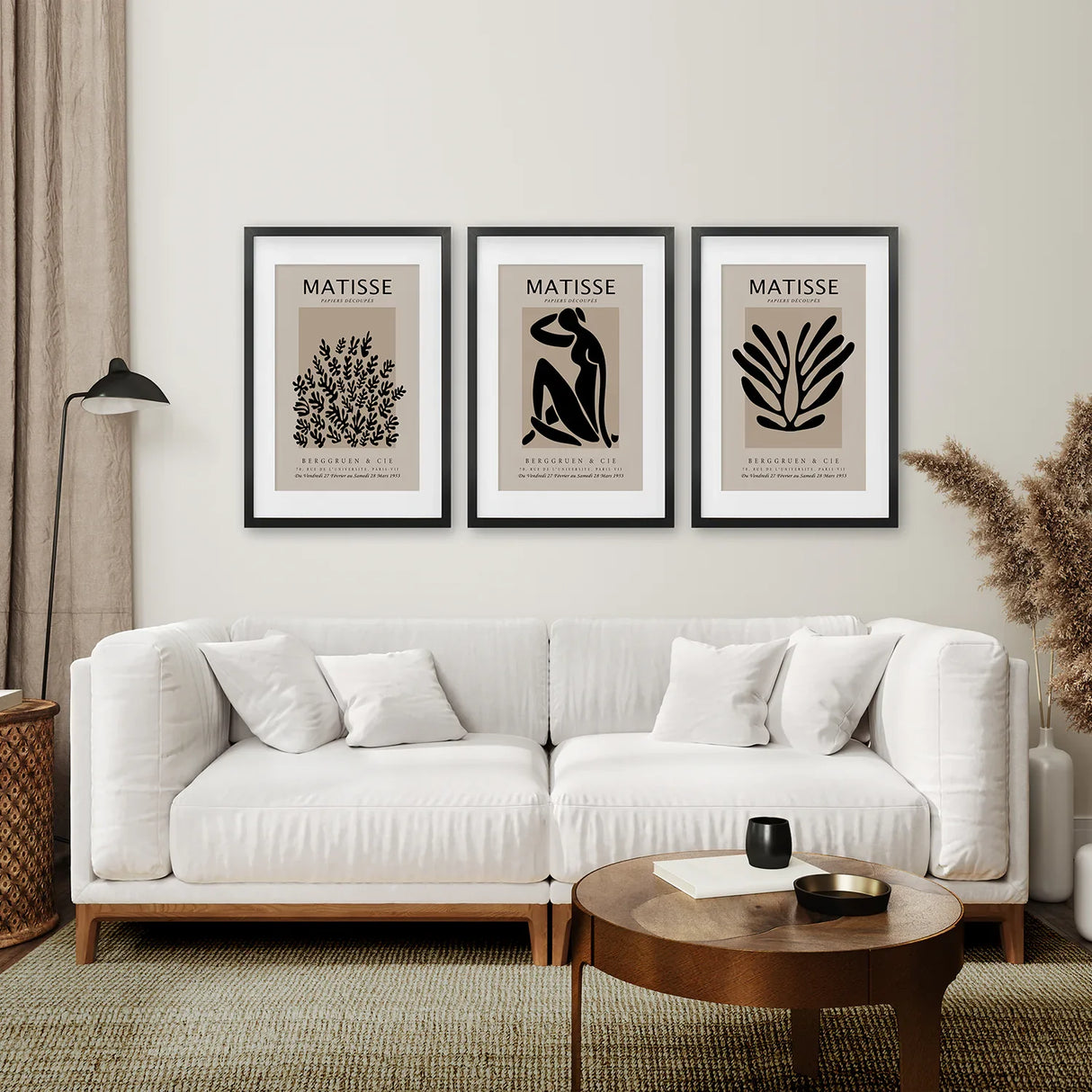 Black and Beige Matisse Set of 3 Posters. Vintage Style