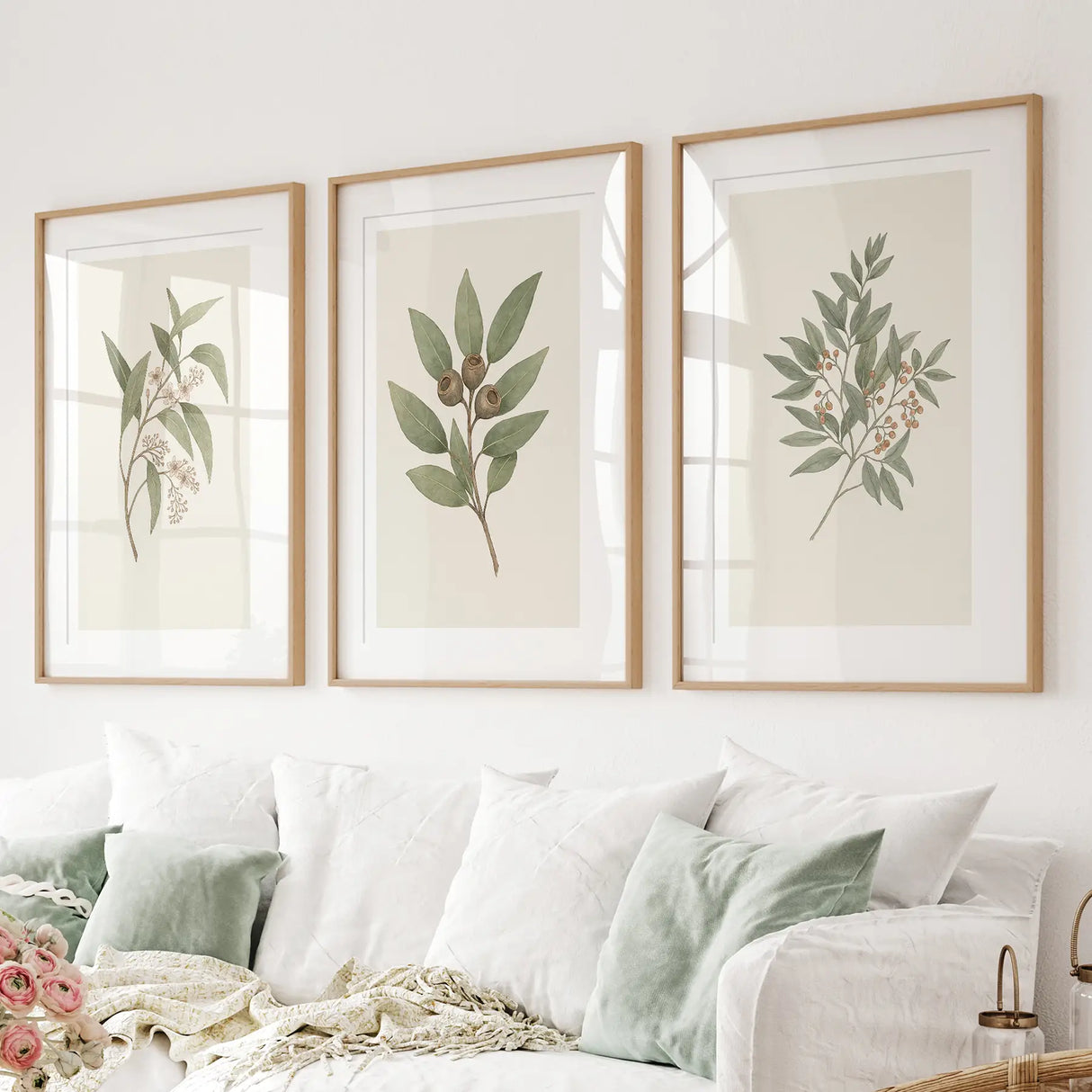 Vintage Neutral Botanical Gallery Wall Print Set