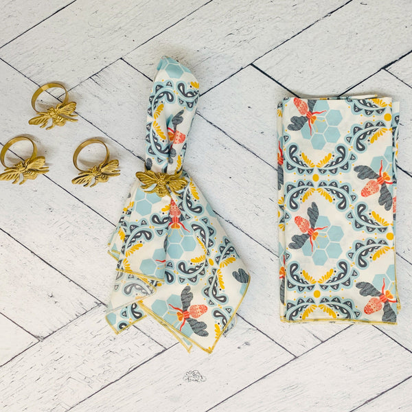 Honey Bee Cloth Napkins, Set of Four