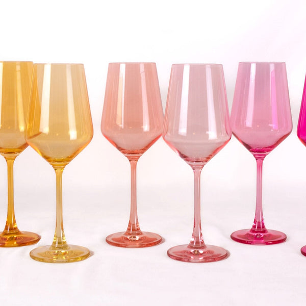 Almost Everything Collection - Set of 12 Colored Wine Glasses