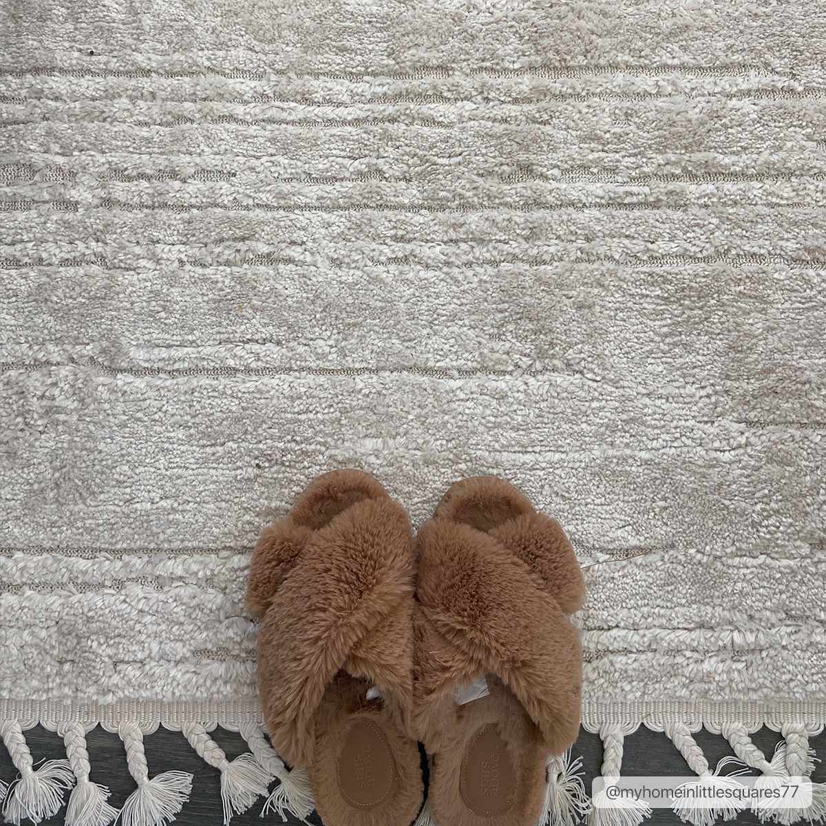 Ibarra Textured Ivory High/Low Pile Rug with Tassels