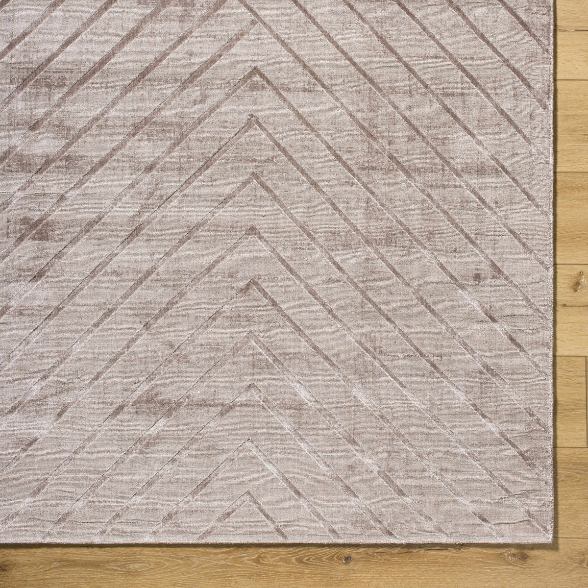 Tavran Taupe Subtle Linear Texture Cottage Farmhouse Viscose Handmade Area Rug - Clearance