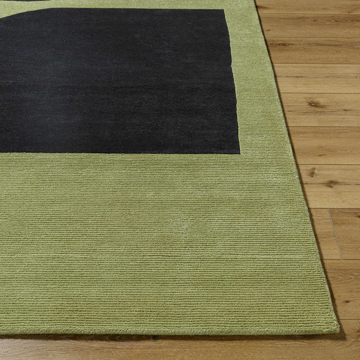 Arvok Olive Green Organic Block Art Deco Wool Handmade Area Rug - Clearance