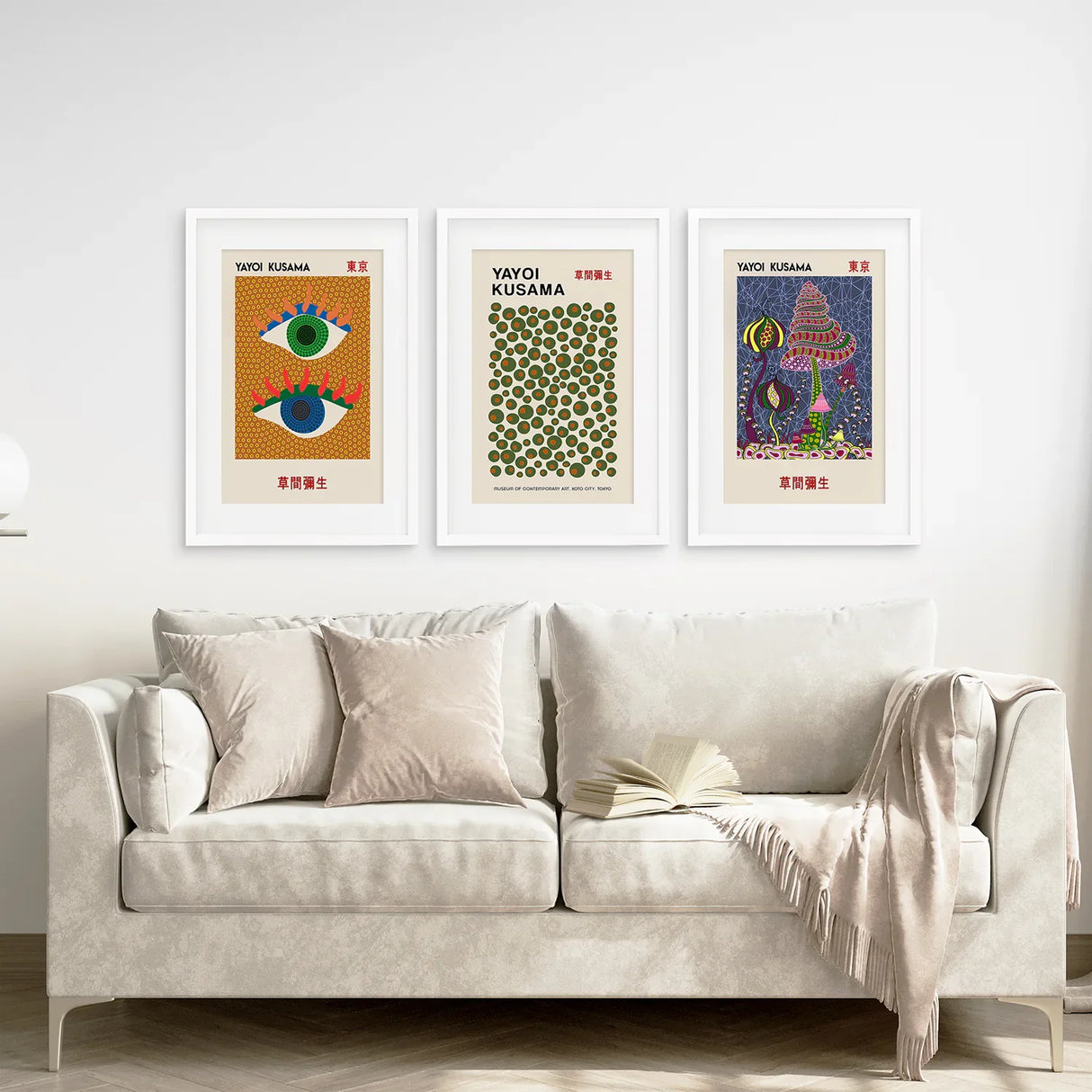 Yayoi Kusama Exhibition Wall Art Set of 3 Prints