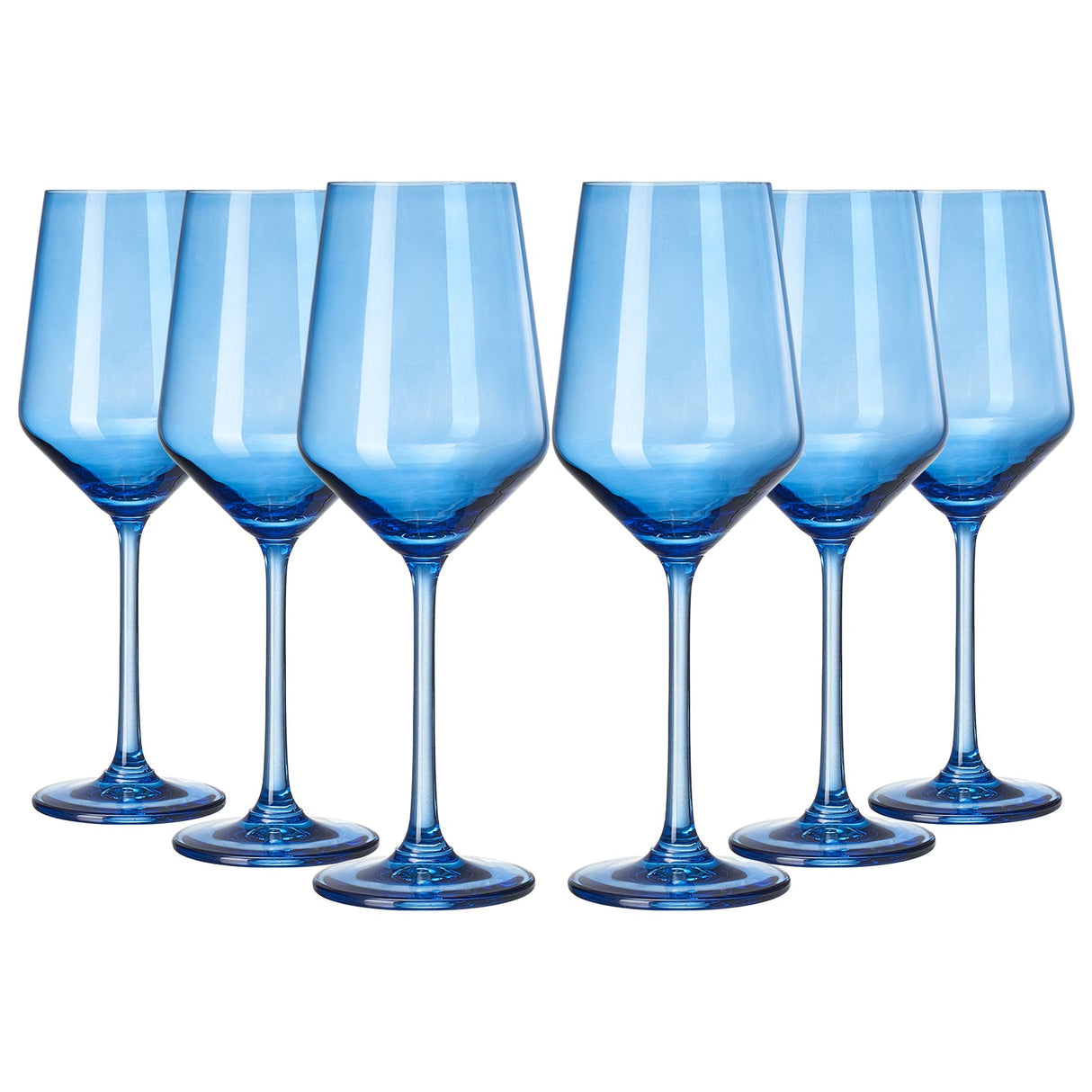 Rhea Stemmed Wine Glassware, Cobalt Blue, Set of 6