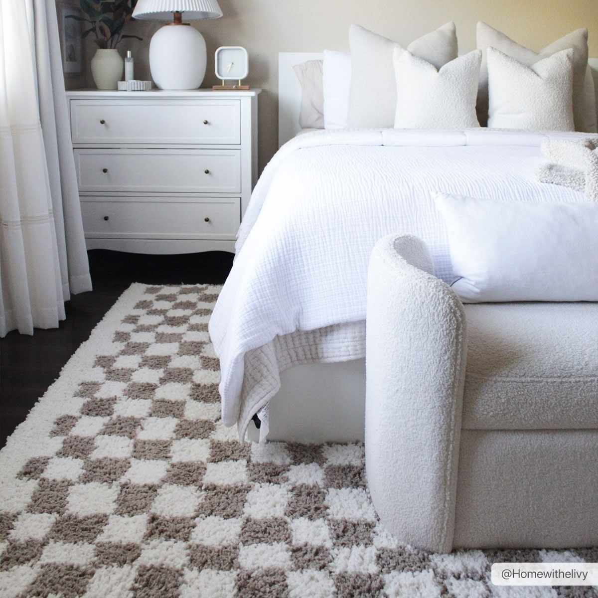 Boutique Rugs Kieu Taupe Checkered Shag Rug - view 3