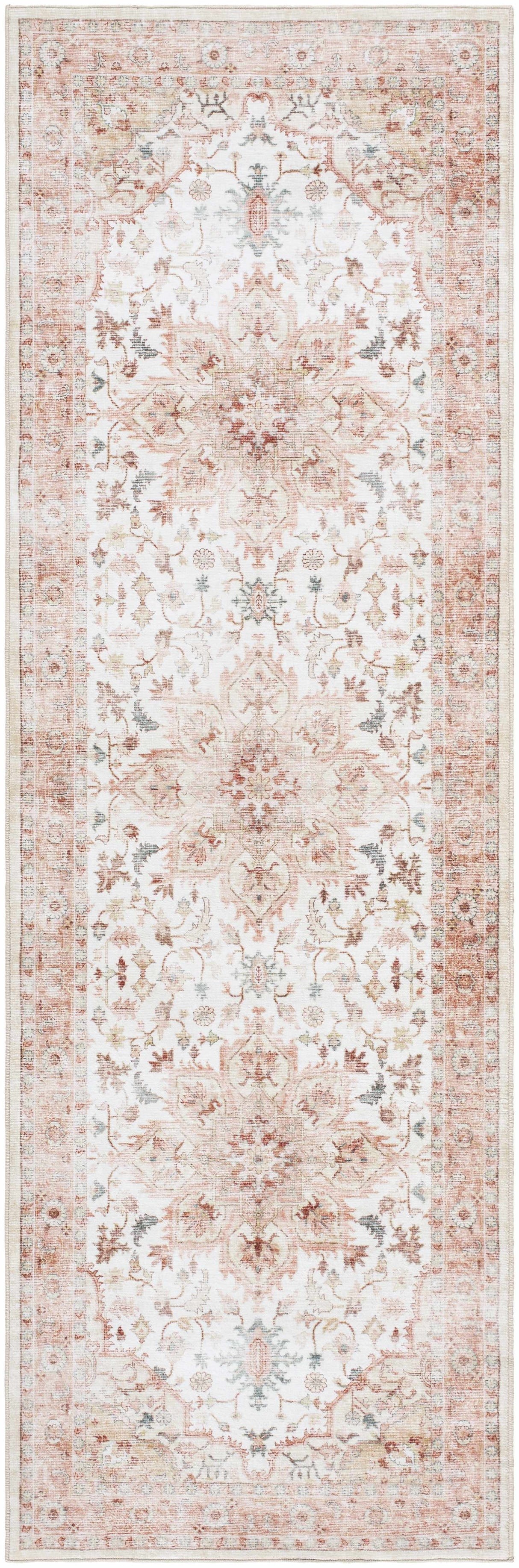 Lotan Pink Medallion Washable Area Rug
