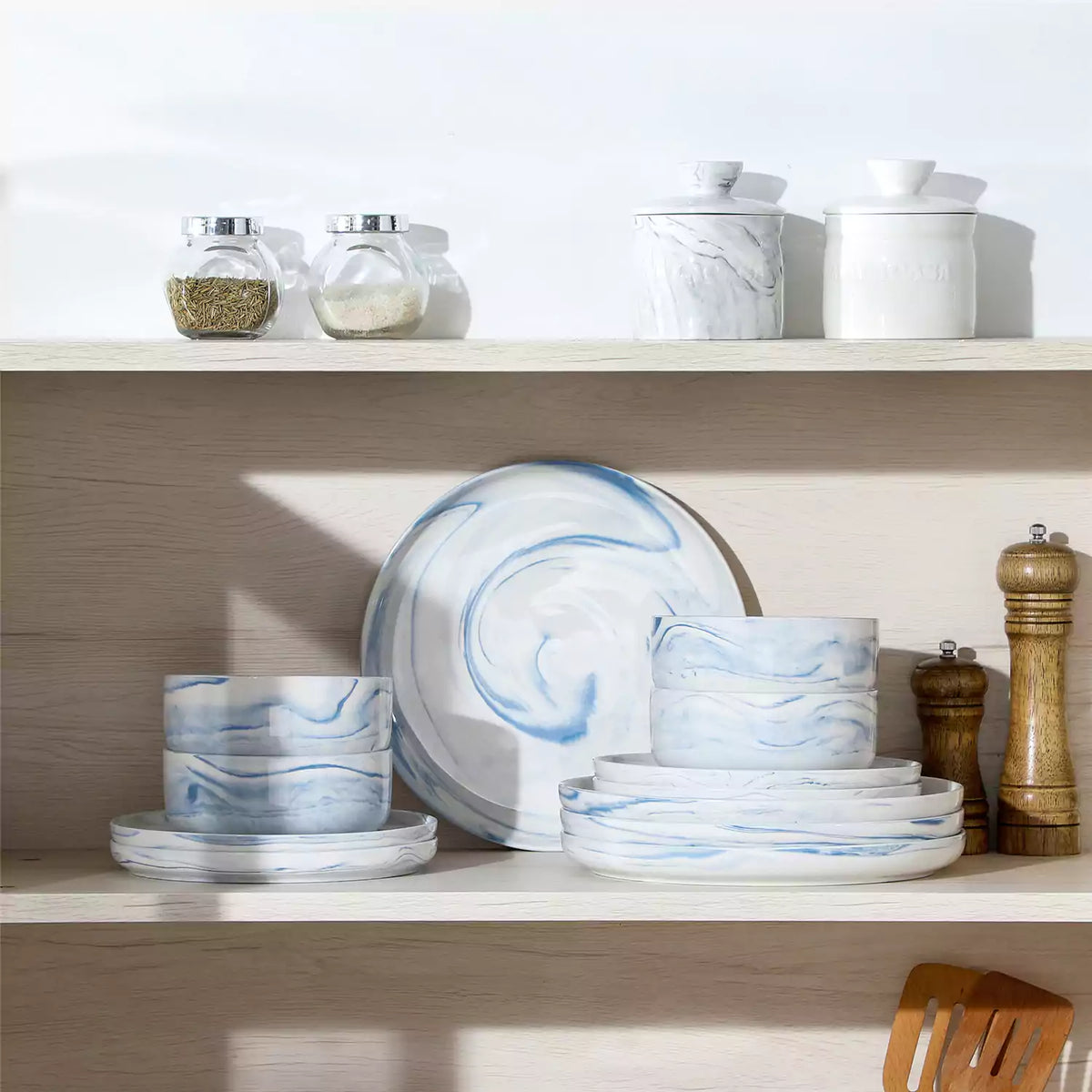 Luna Marble Pink 24 Piece Dinnerware Set for 8