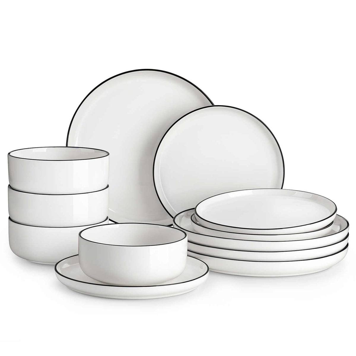 Luna Marble Grey 12 Piece Dinnerware Set