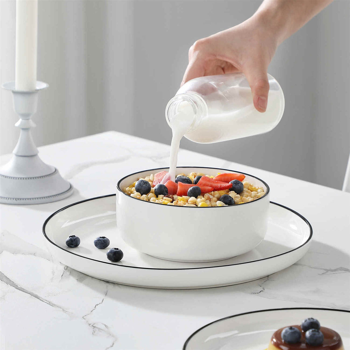 Luna Marble Grey 12 Piece Dinnerware Set