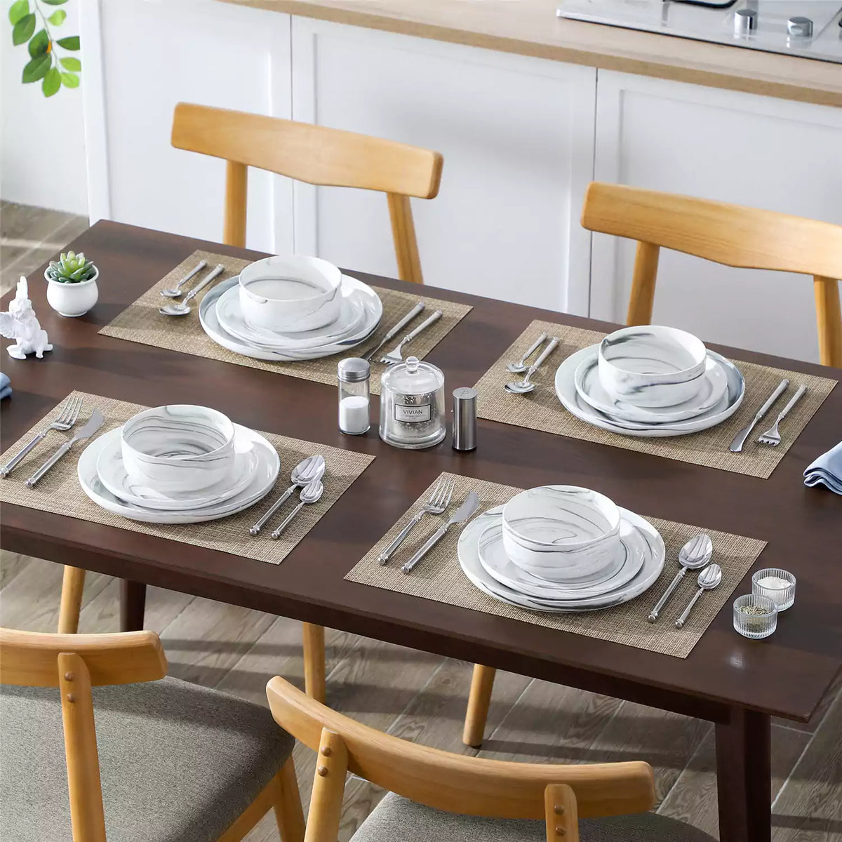 Luna Marble Pink 24 Piece Dinnerware Set for 8