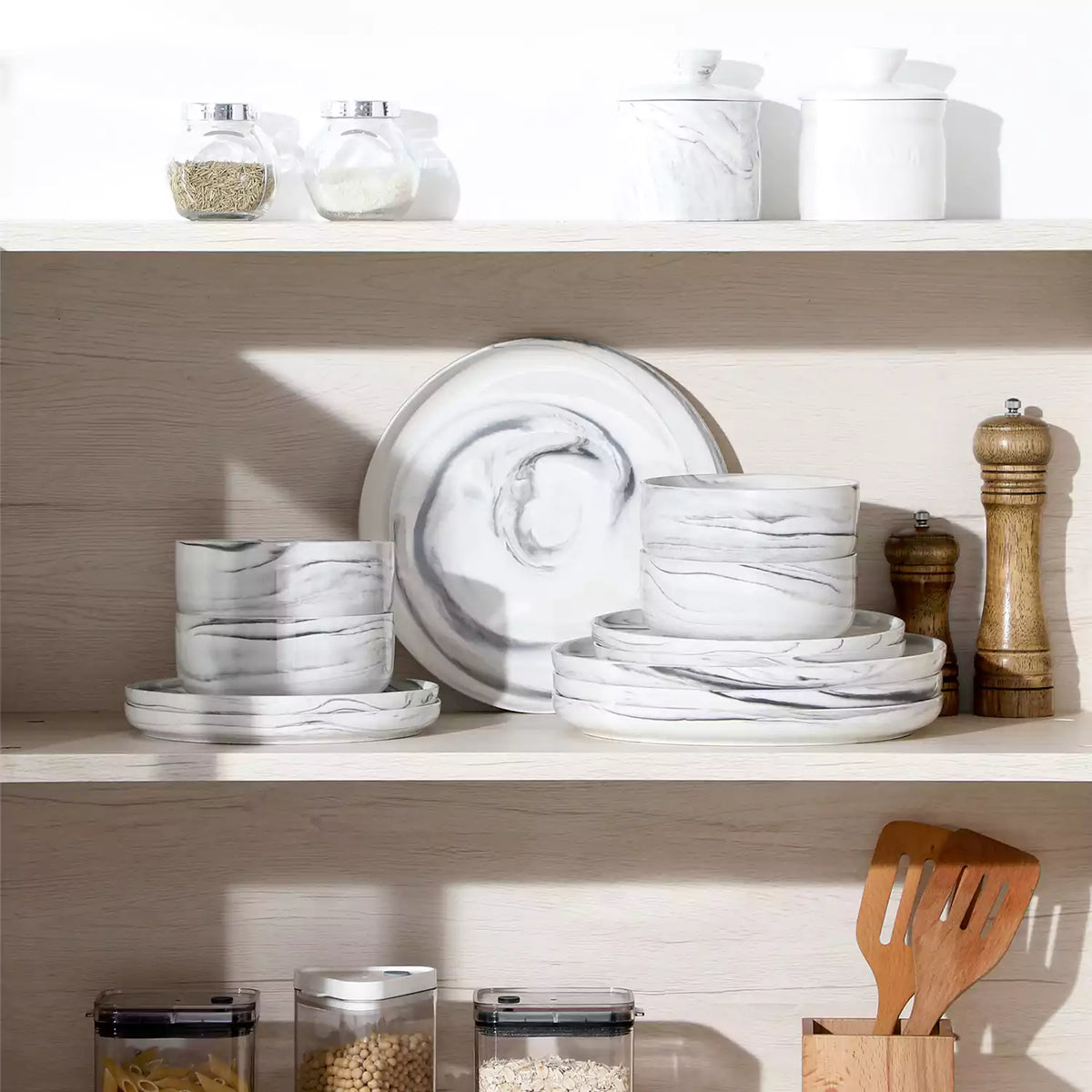 Luna Marble Pink 24 Piece Dinnerware Set for 8