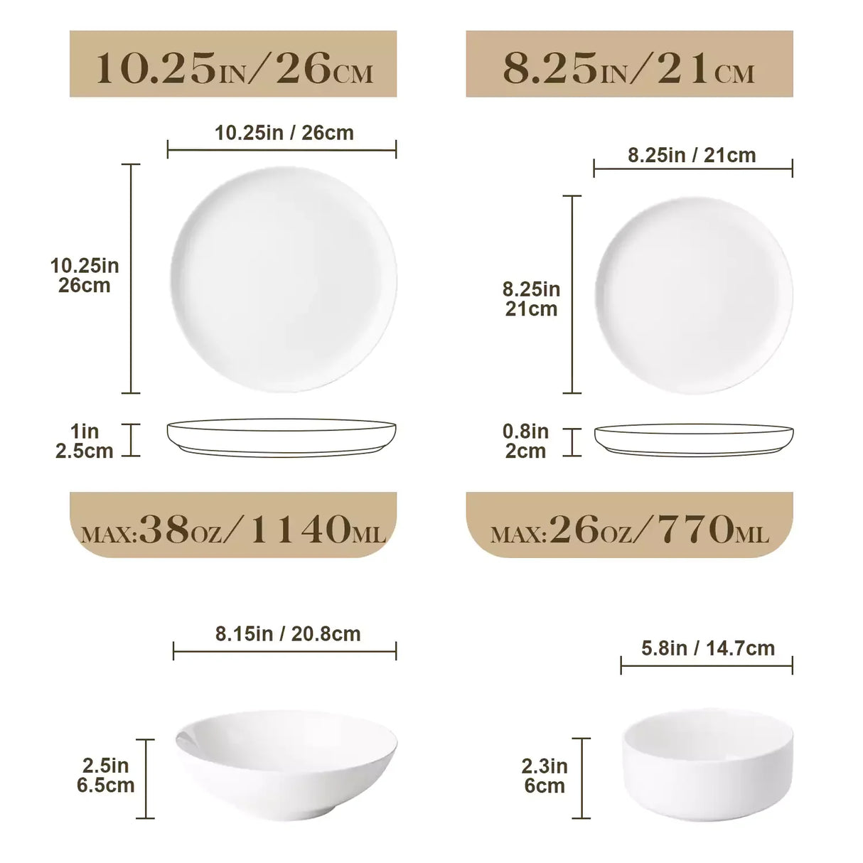 Luna 24 Piece Dinnerware Set