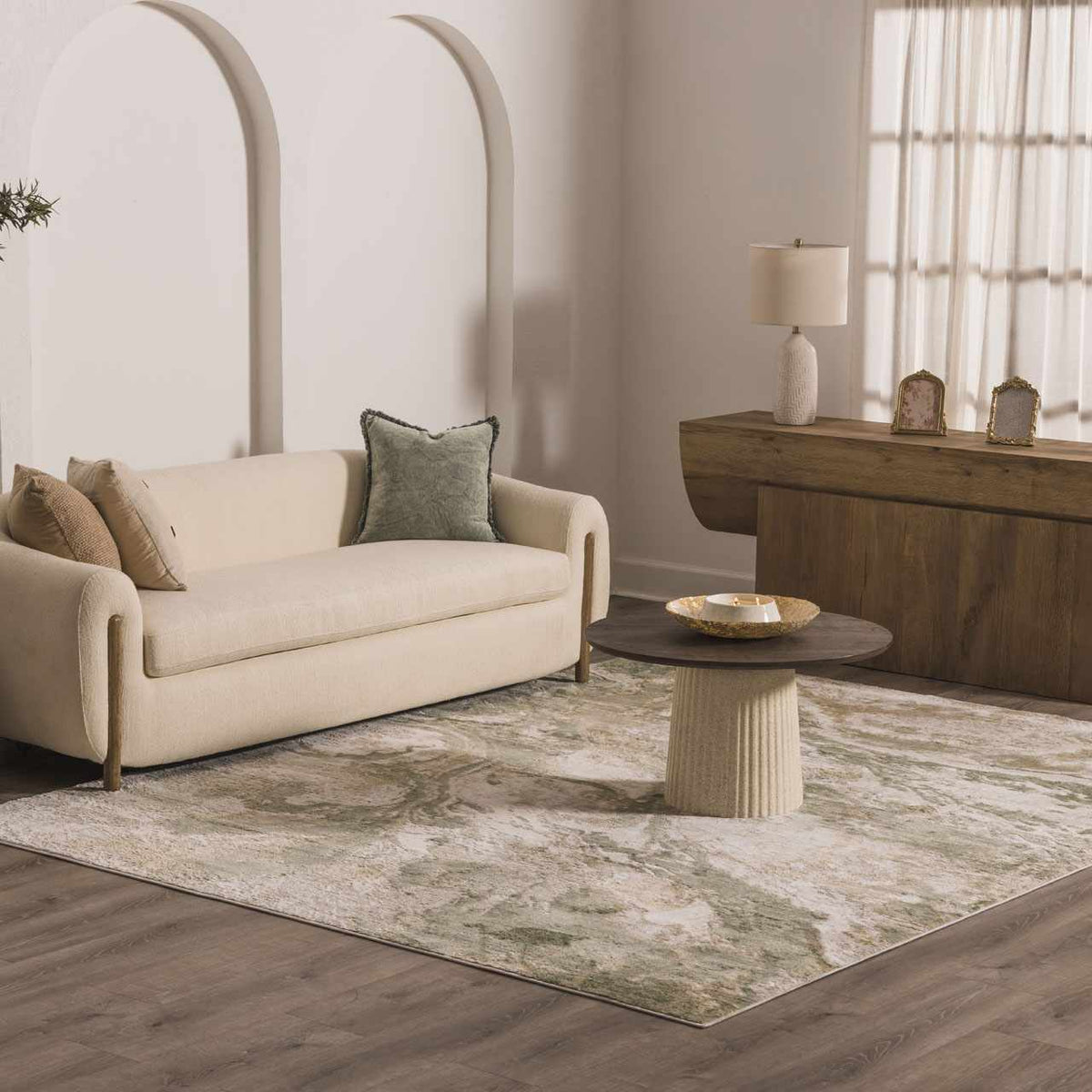 Lively Marble Green Area Rug