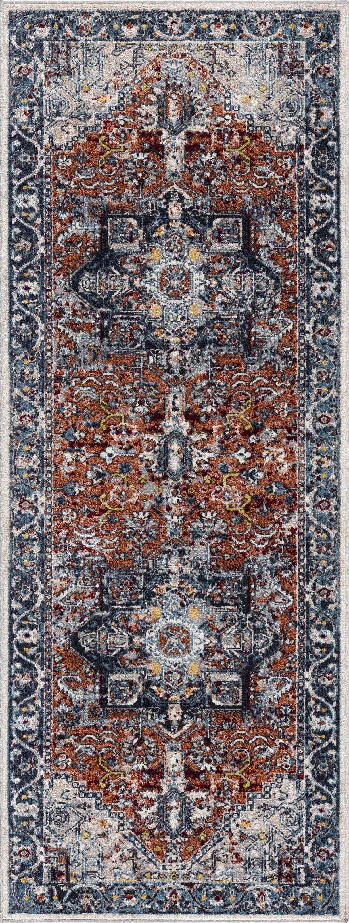Cabacungan Blue & Rust Washable Area Rug - Clearance