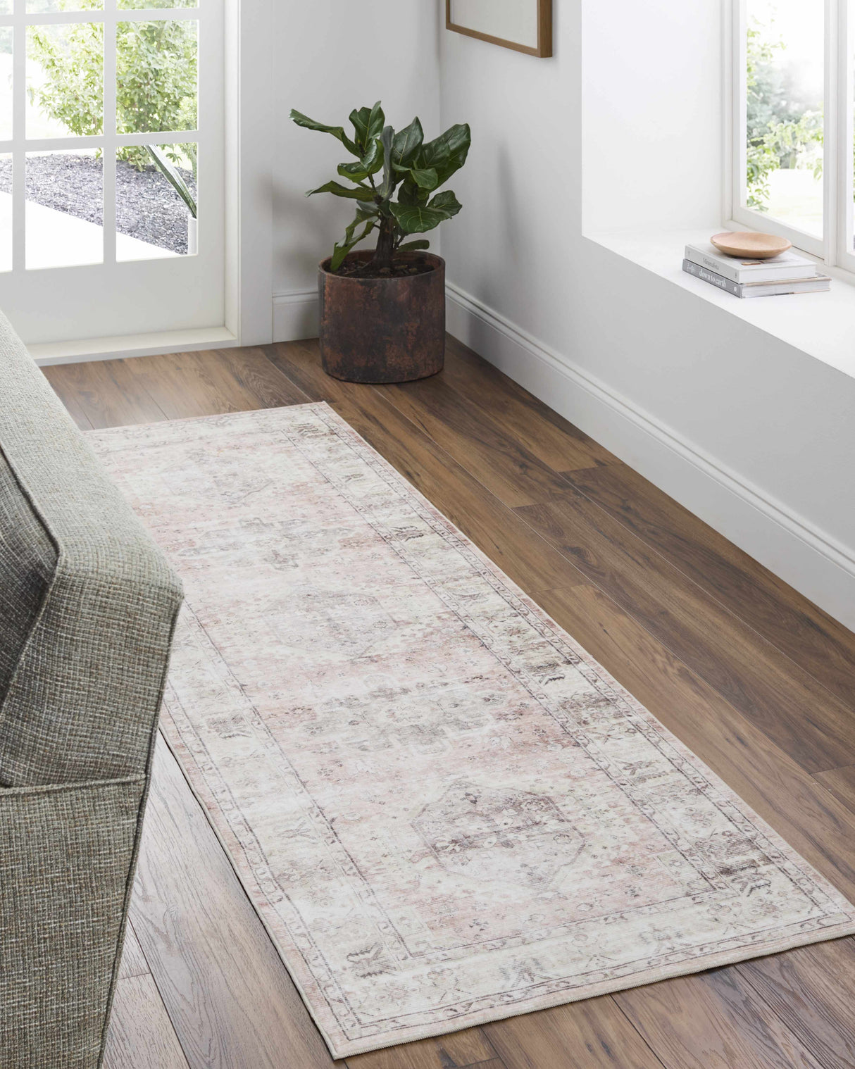 Laran Taupe Distressed Washable Area Rug