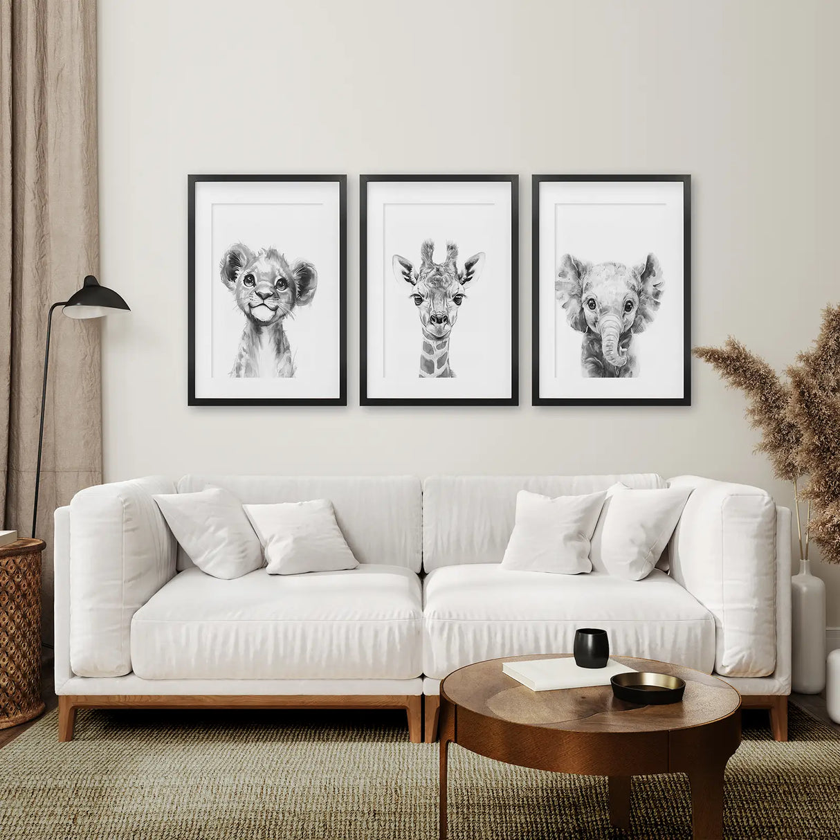 Black and White Jungle Animal Baby Room Decor