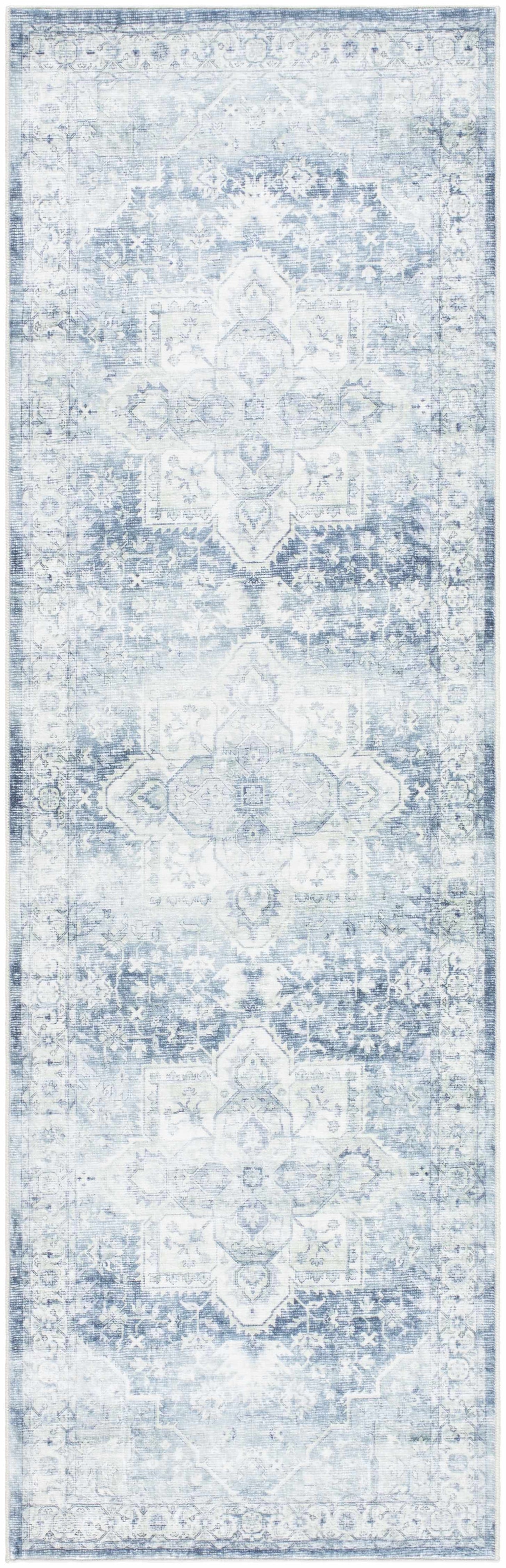 Mauro Navy Medallion Washable Area Rug