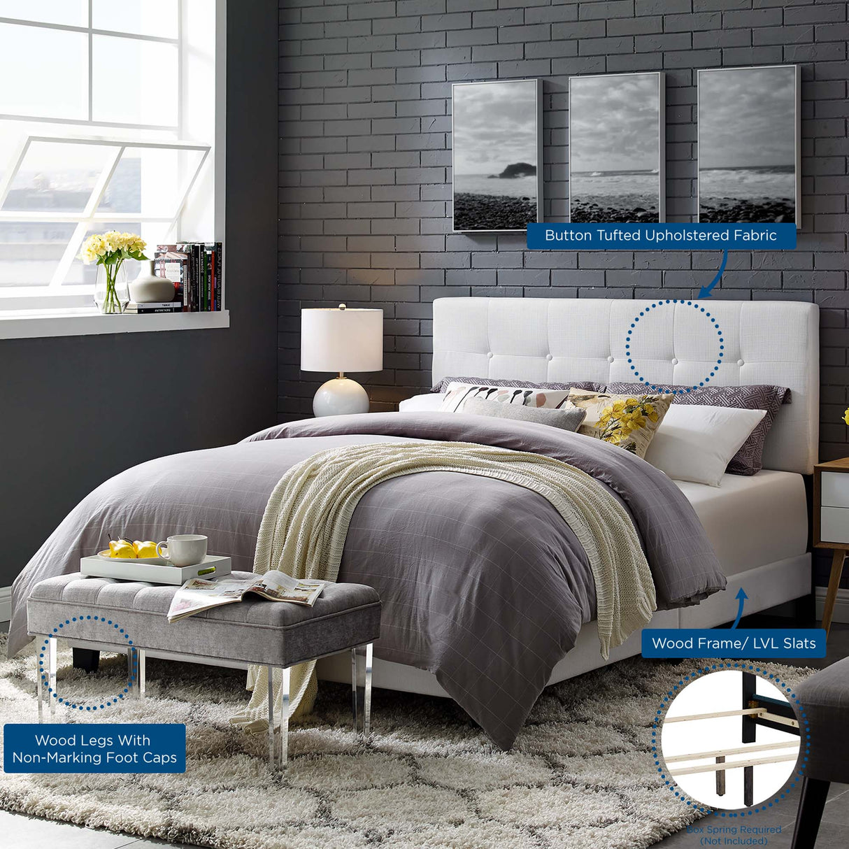 Amira Upholstered Fabric Queen Bed by Modway