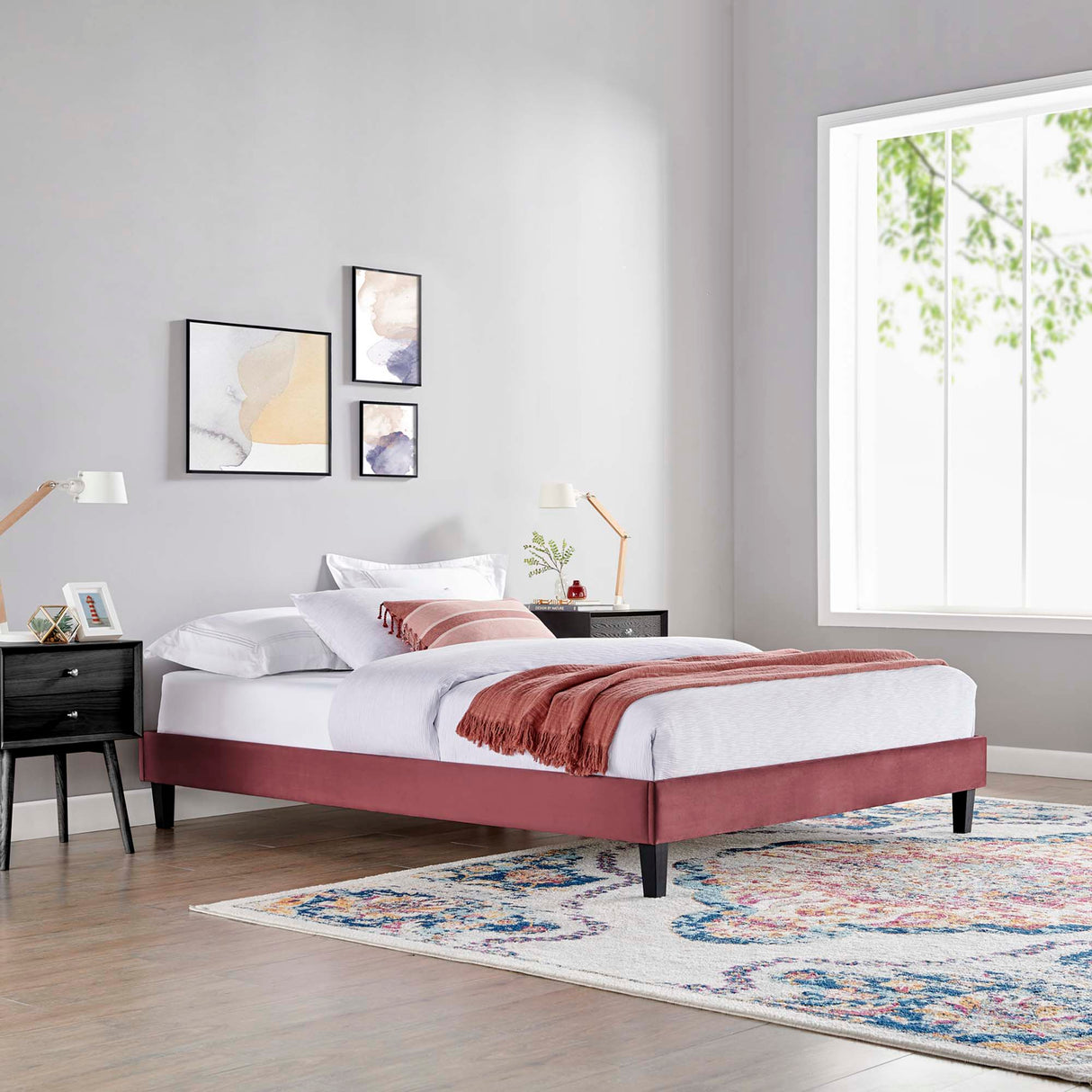 Reign Performance Velvet King Platform Bed Frame by Modway
