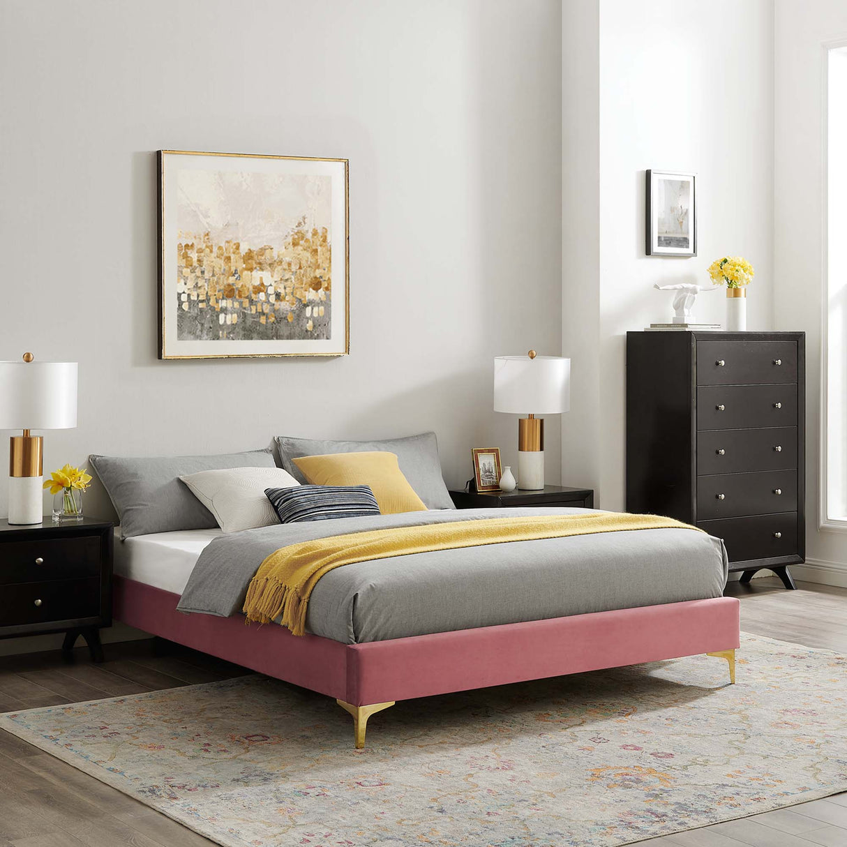 Sutton Performance Velvet Queen Bed Frame by Modway