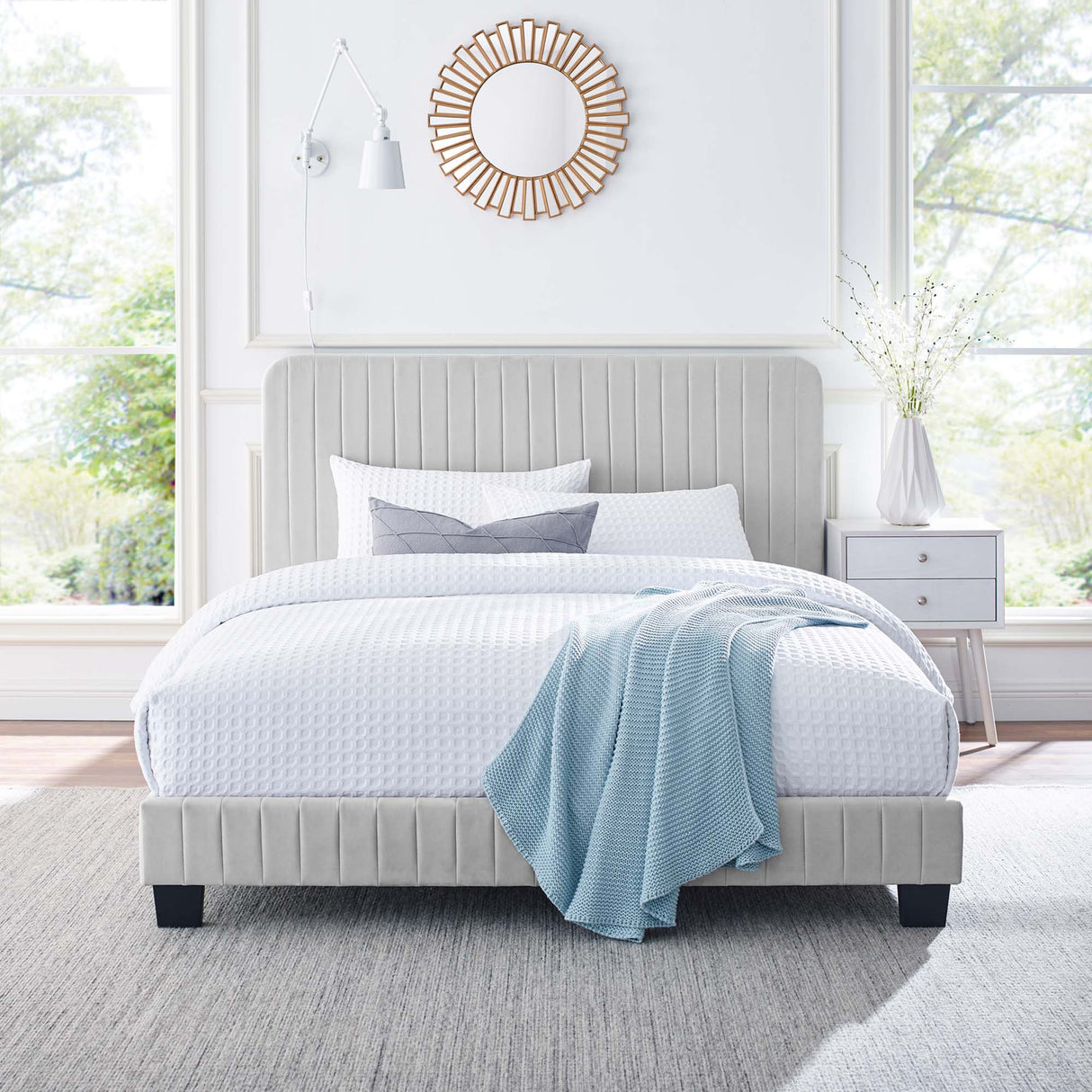 Celine Channel Tufted Performance Velvet Queen Platform Bed by Modway