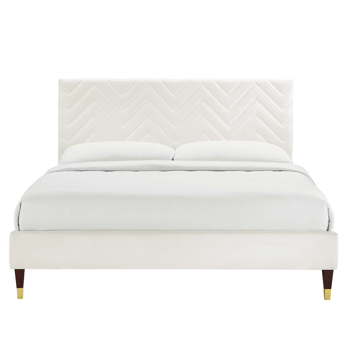 Leah Chevron Tufted Performance Velvet Queen Platform Bed by Modway