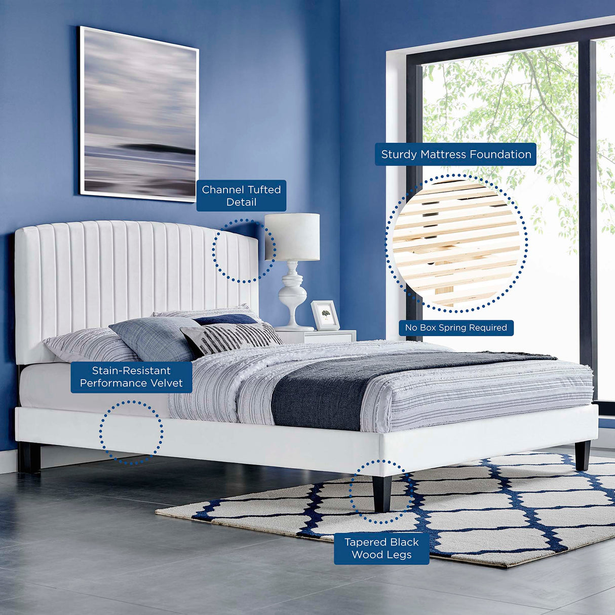 Alessi Performance Velvet Twin Platform Bed by Modway