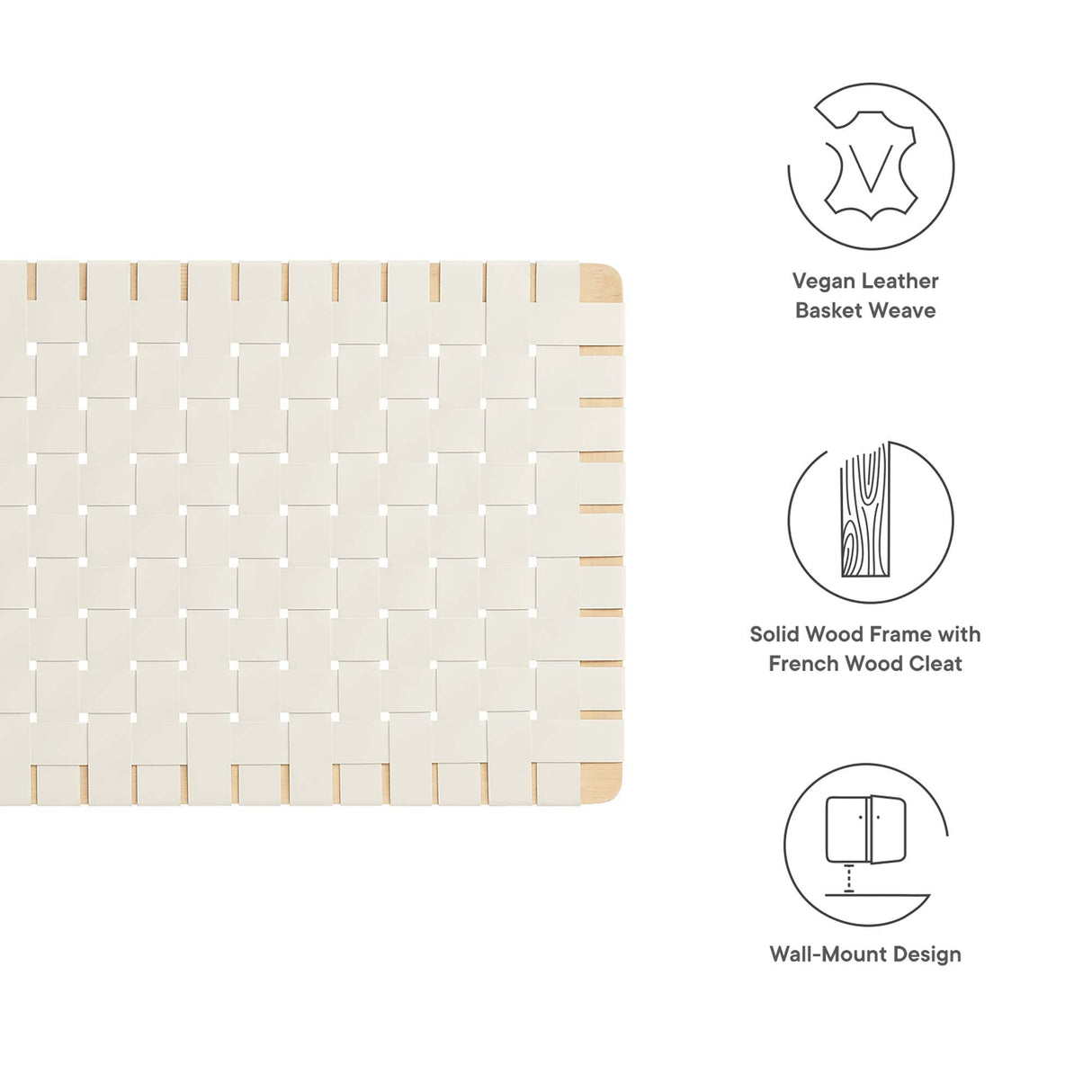 Sparta Weave Wall-Mount Vegan Leather Twin Headboard by Modway
