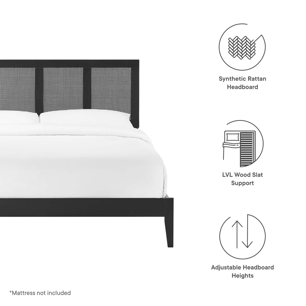 Sirocco Rattan and Wood Queen Platform Bed by Modway