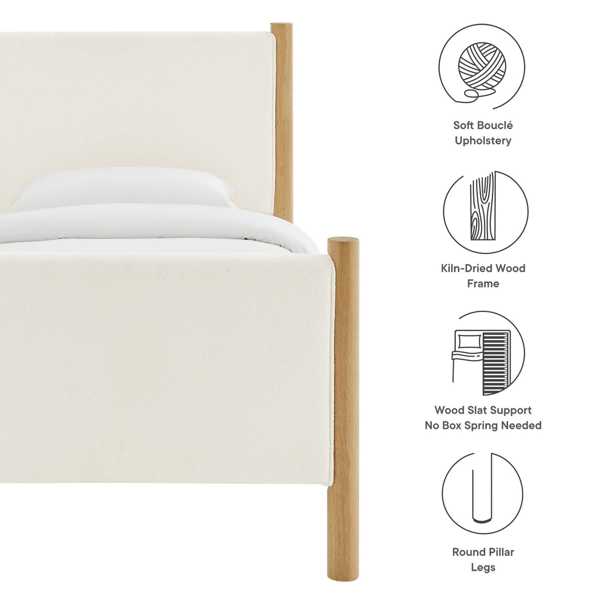 Maven Twin Size Boucle Upholstered Platform Bed by Modway
