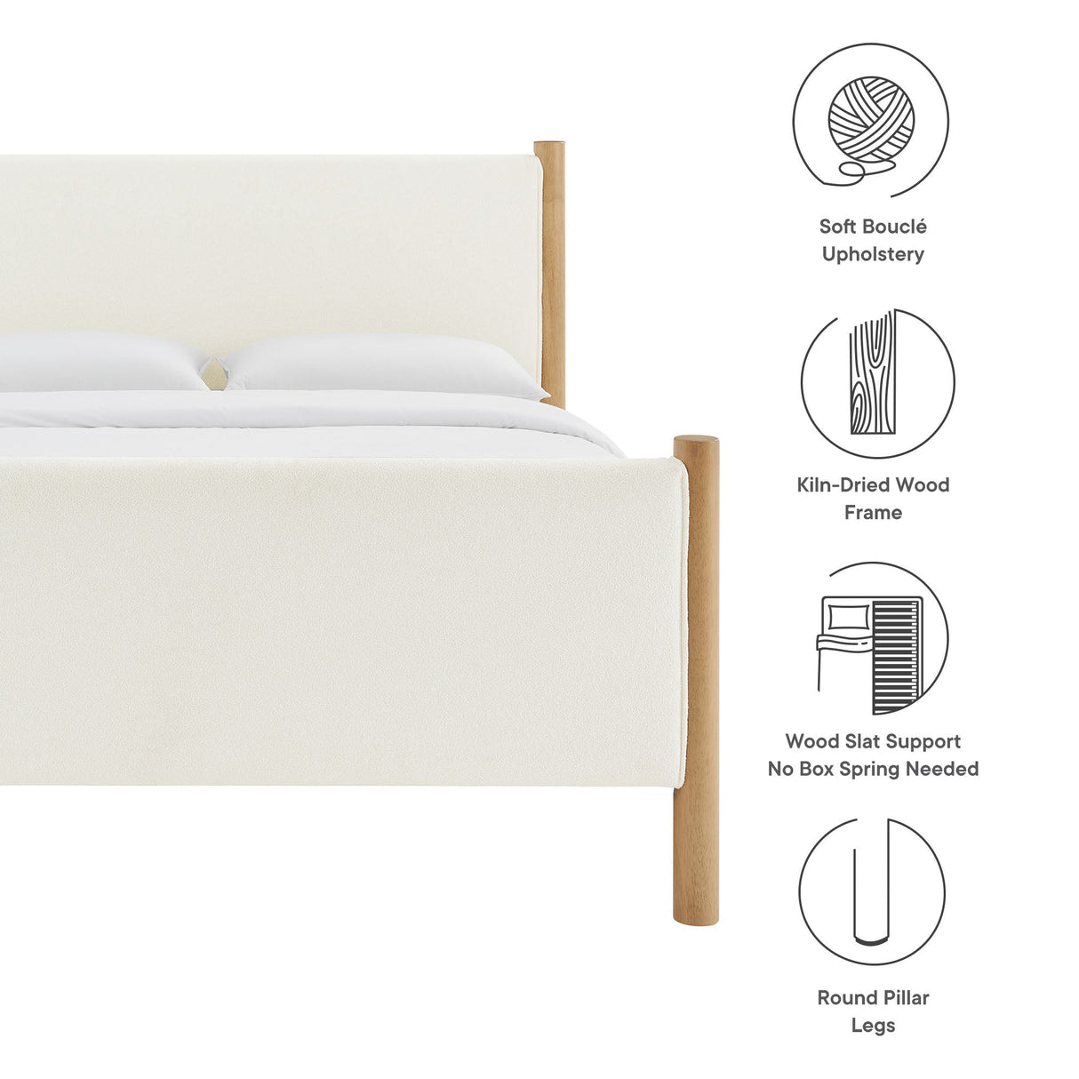 Maven King Size Boucle Upholstered Platform Bed by Modway