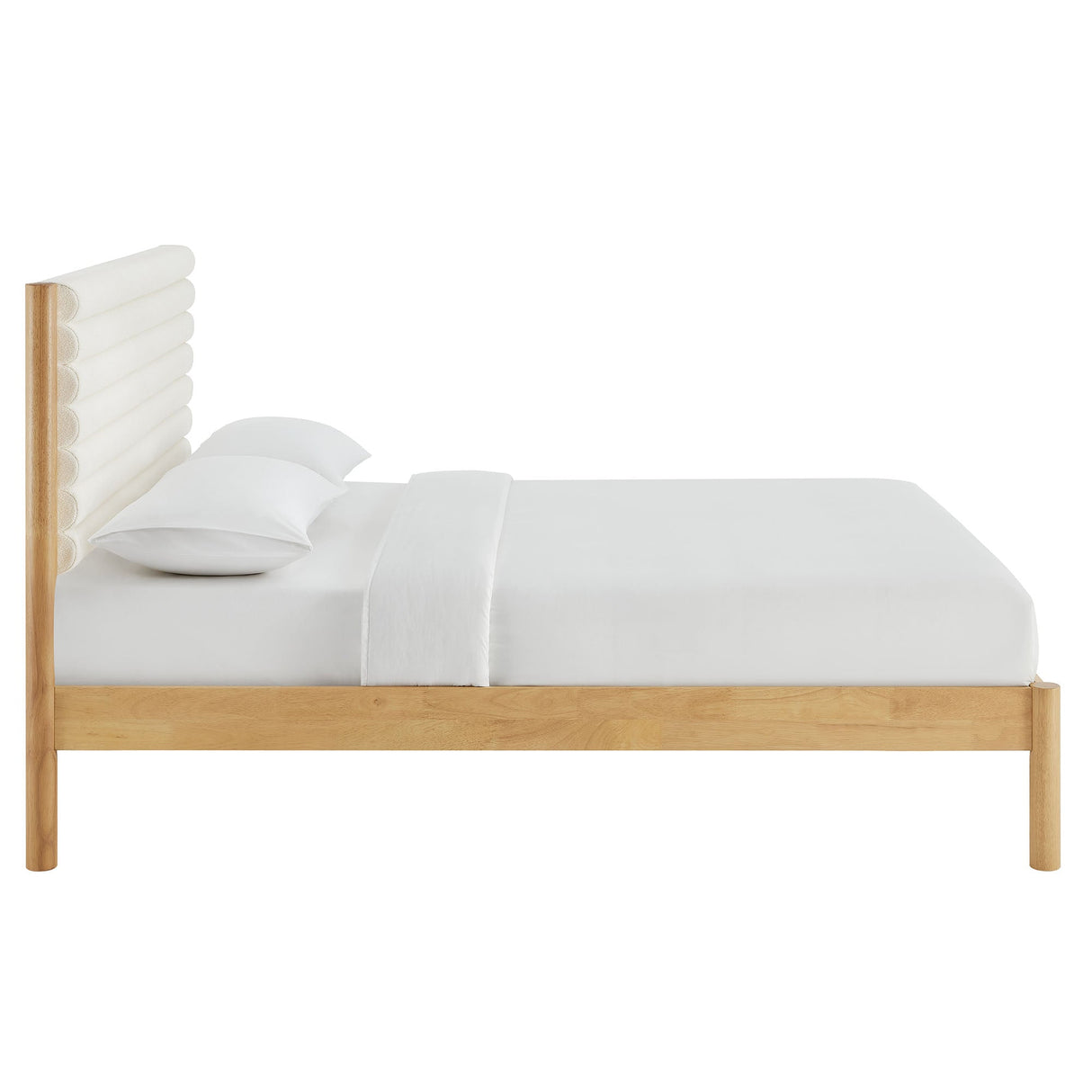 Olea Channel Tufted Boucle Solid Wood King Platform Bed by Modway