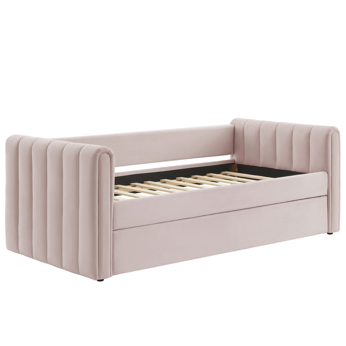 Veyla Channel Tufted Performance Velvet Twin Daybed With Trundle