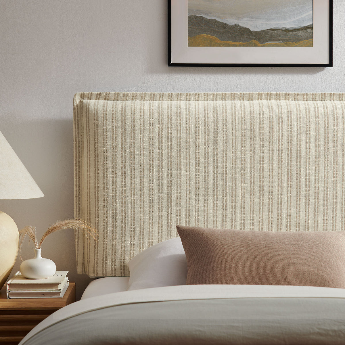 Camille Striped Linen Blend Twin Size Headboard by Modway