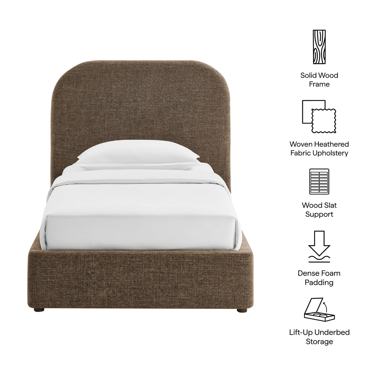 Keynote Twin Fabric Upholstered Storage Platform Bed Frame by Modway